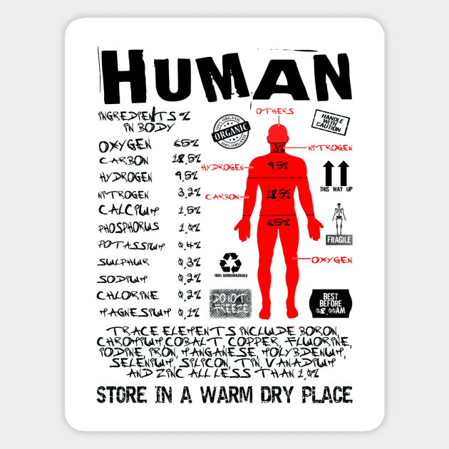 Human Ingredients. Sticker by TEEVEETEES